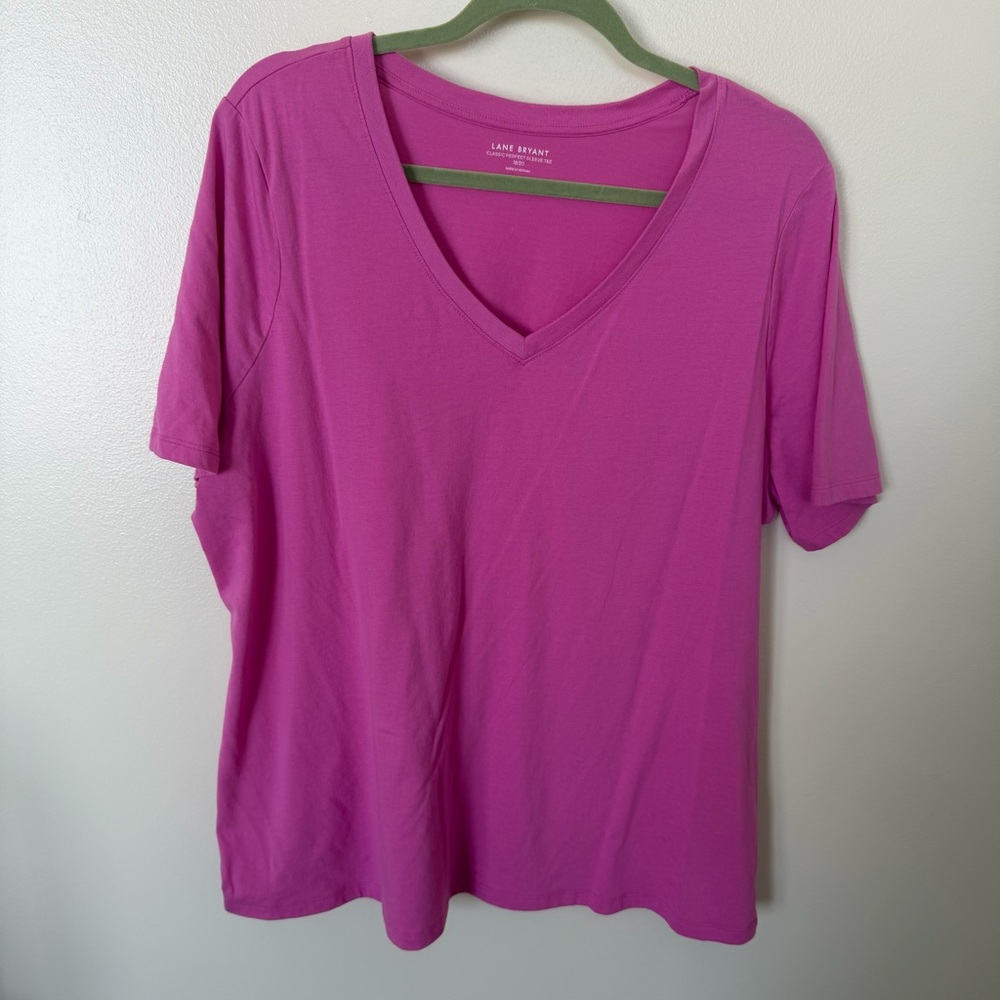 LANE BRYANT Magenta Pink Classic Perfect Sleeve Tee